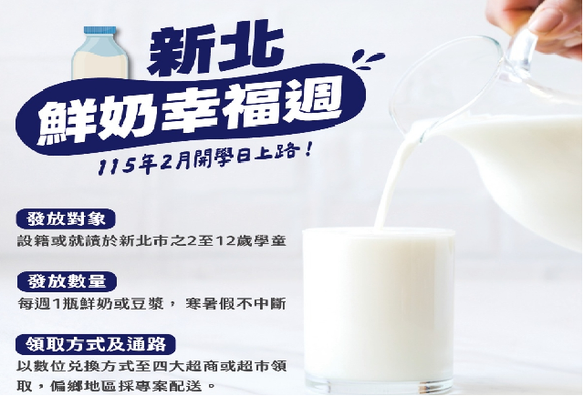 新北鮮奶幸福週 明年2月開學日上路(另開視窗)