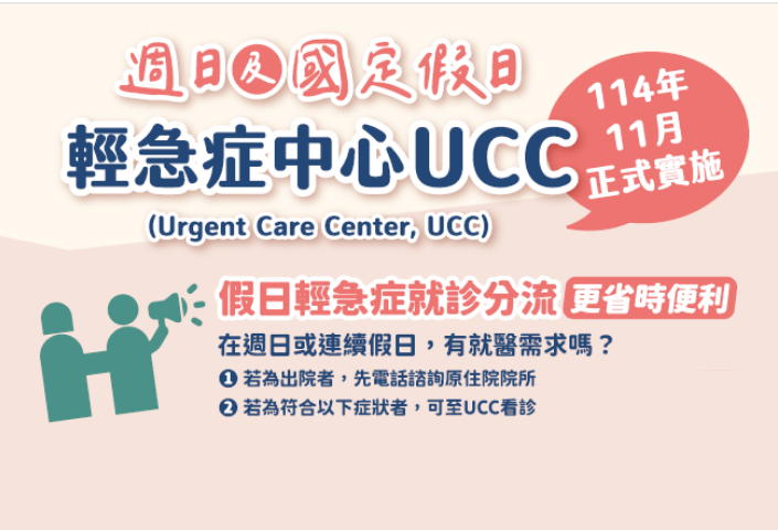 輕急症中心UCC於114年11月正式實施(另開視窗)